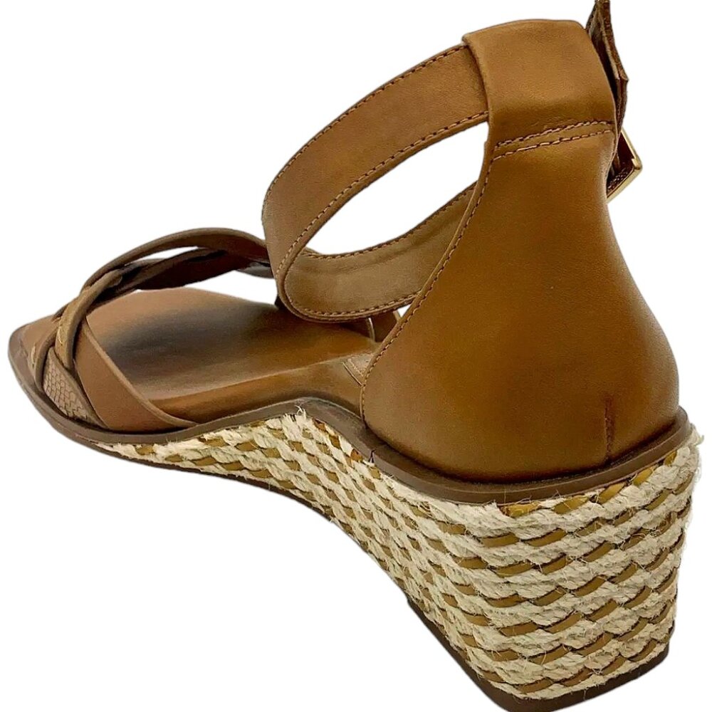 Vince Camuto Womens Baylees Sandals Sz 9 Leather Wedge Espadrille Aged Rum Brown - Picture 3 of 11